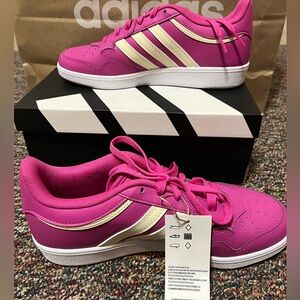 Adidas Women's Hoops 4.0 Pink and Cream Sneakers
